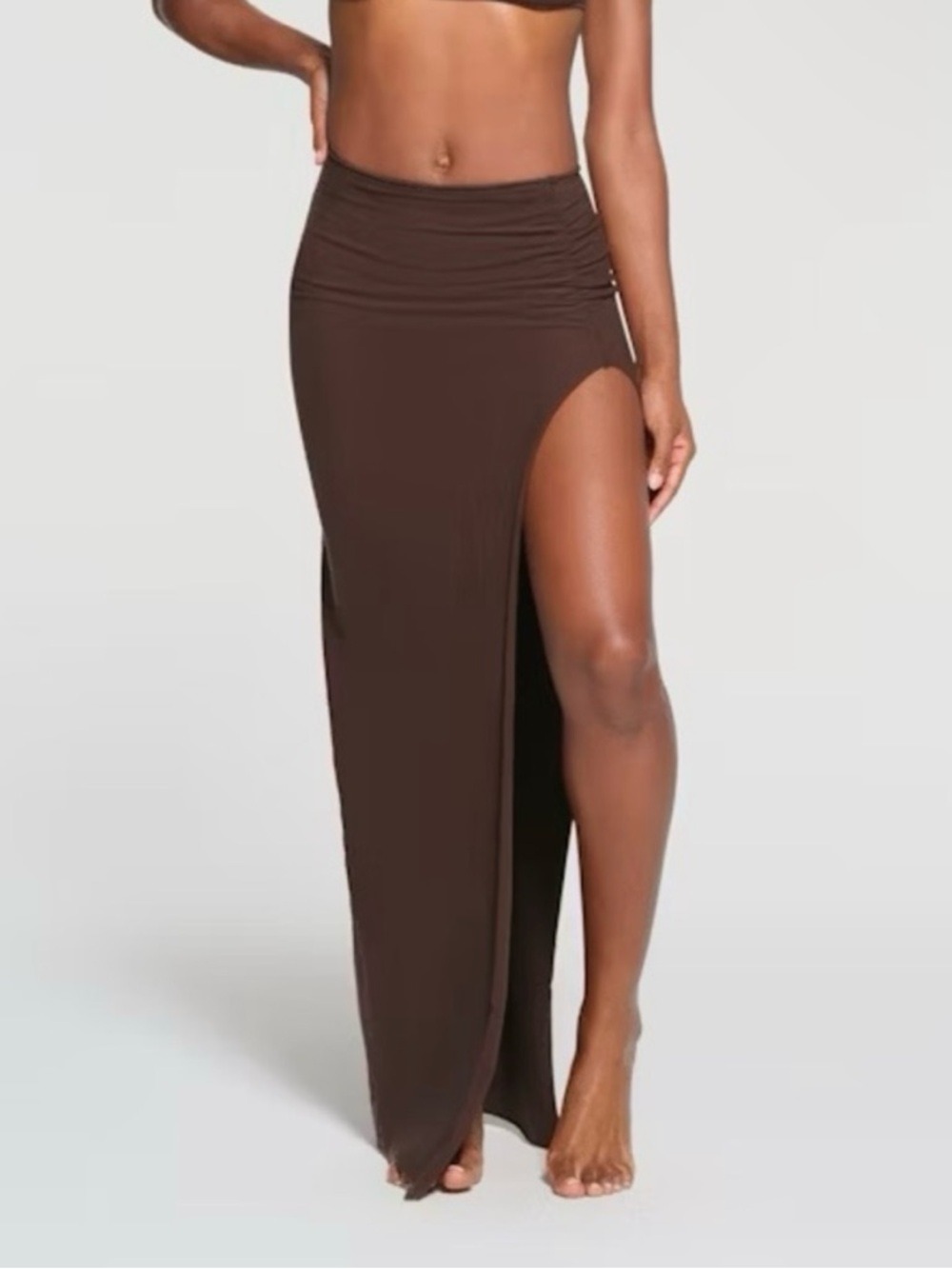 SKIMS Brown High-Slit Maxi Skirt